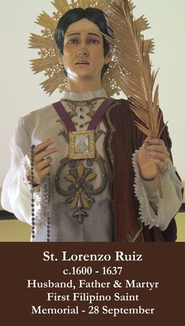 SEPTEMBER 28th: St. Lorenzo Ruiz Prayer Cards***BUYONEGETONEFREE***